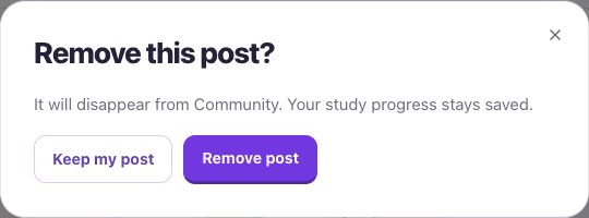 Remove this post confirmation with Keep my post and Remove post controls