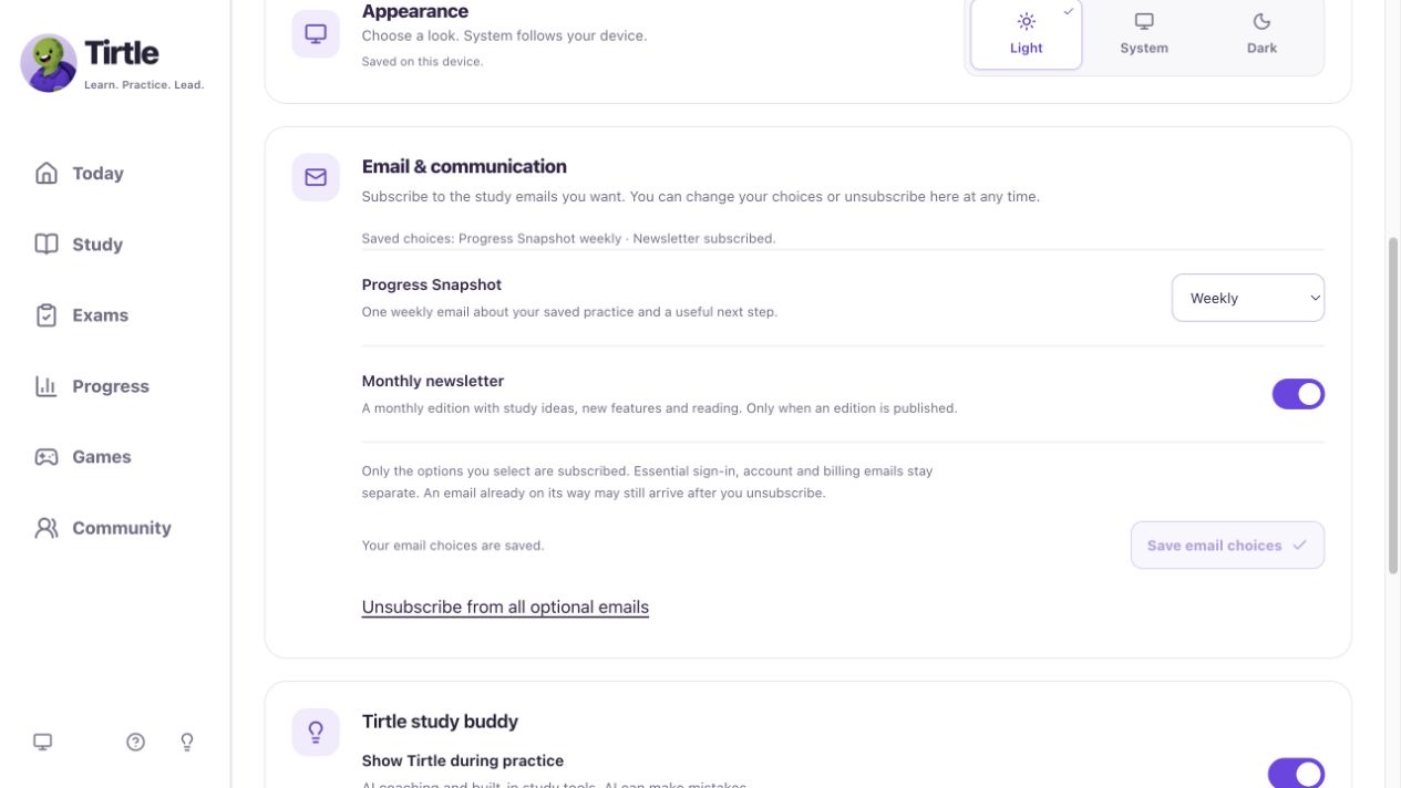 Email preferences showing saved weekly Snapshot and newsletter subscriptions, with an unsubscribe-all control