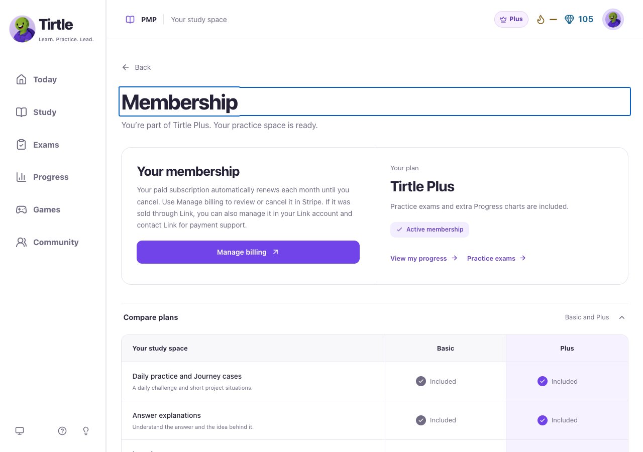 Paid Plus membership screen with Manage billing, plan comparison and renewal information